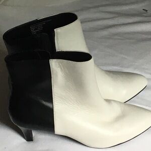 Allani leather boots, black and white. Size 7.5